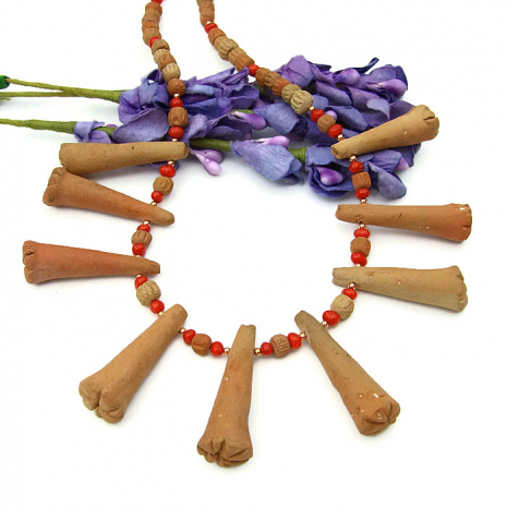 rustic terracotta tribal jewelry gift idea for women