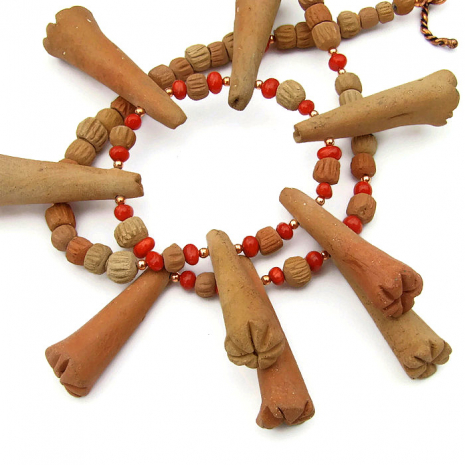 mali clay tribal necklace