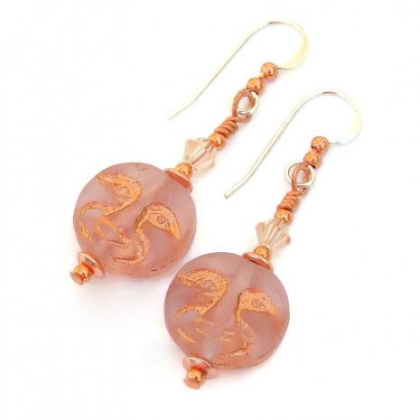 man in the moon handmade earrings jewelry gift for her
