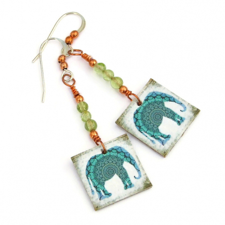 mandala elephant earrings gift for her