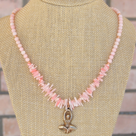 meditating woman goddess necklace handmade gift for women