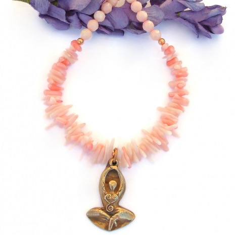 meditation yoga goddess rising spirals handmade necklace gift for women