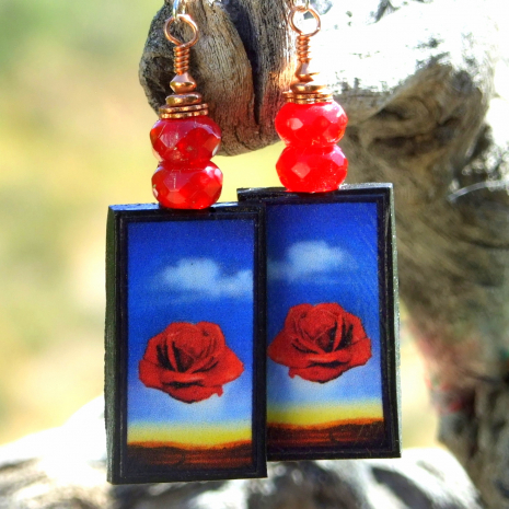 meditative rose polymer clay jewelry salvador dali painting