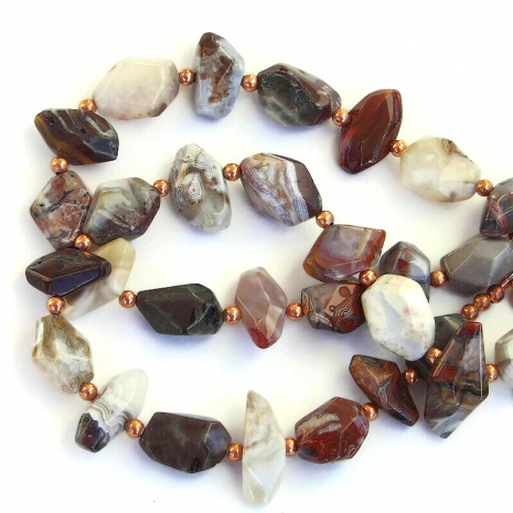mixed agate gemstones handmade necklace