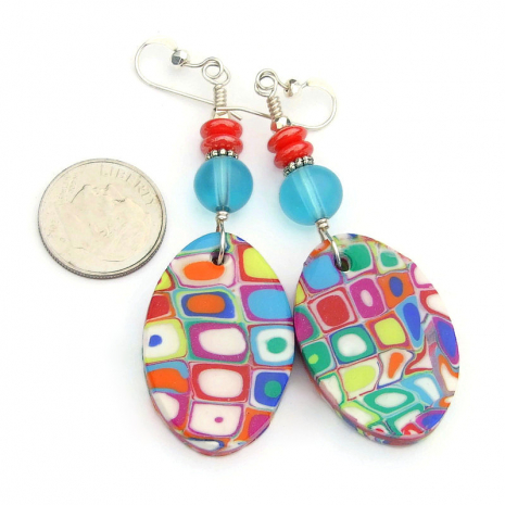 mokume gane colorful handmade jewelry polymer clay gift for her