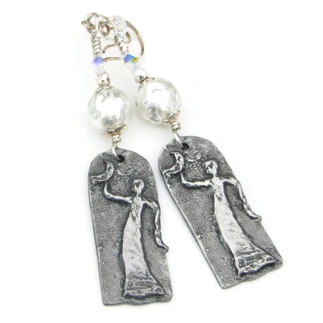 moon lady handmade earrings gift for her