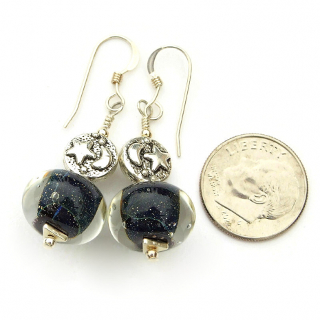 moon stars lampwork jewelry pewter sterling silver