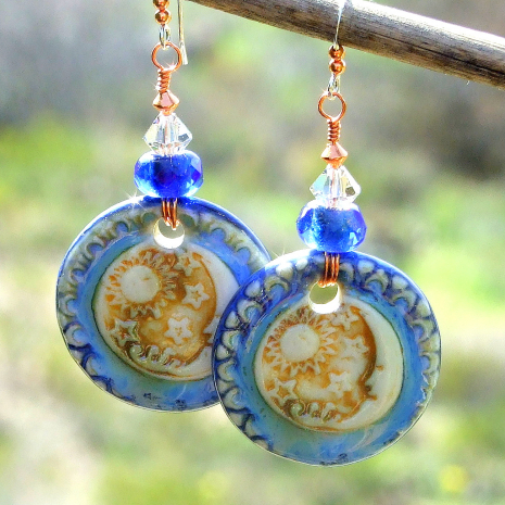 moon sun stars handmade earrings gift for women