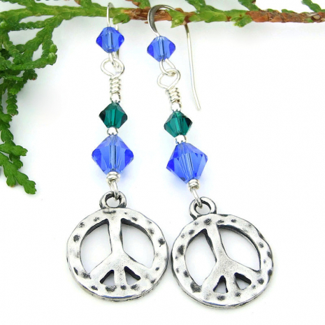 mother earth inspired peace sign jewelry crystals