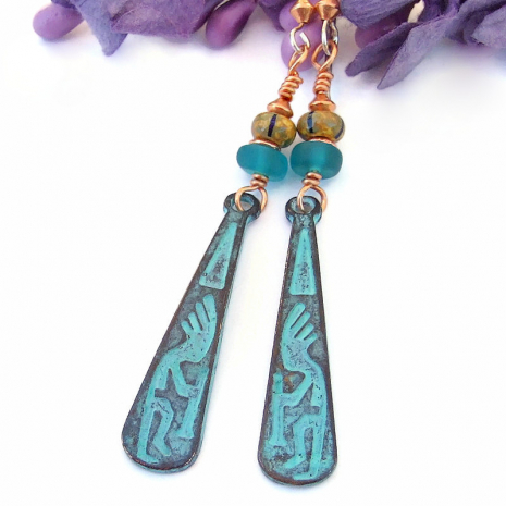 mykonos handmade kokopelli jewelry Southwest turquoise aqua brown