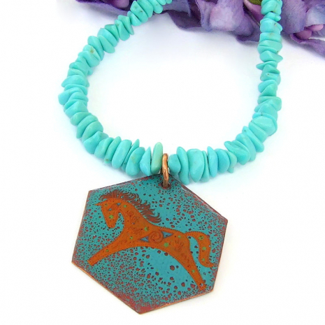 native american pony horse jewelry Kingman turquoise gemstones