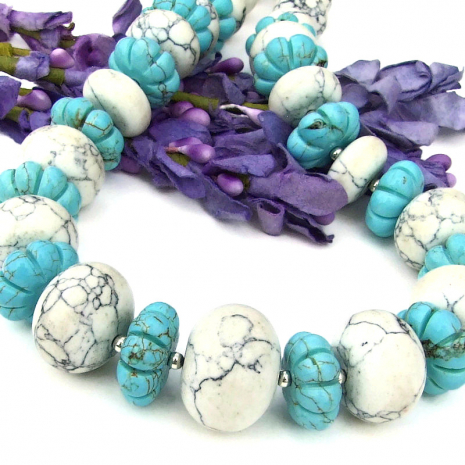 natural and turquoise magnesite chunky jewelry with sterling silver