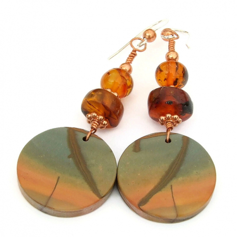 natural red creek jasper earrings gift for women