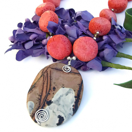 one of a kind handmade paintbrush jasper swarovski crystal jewelry gift