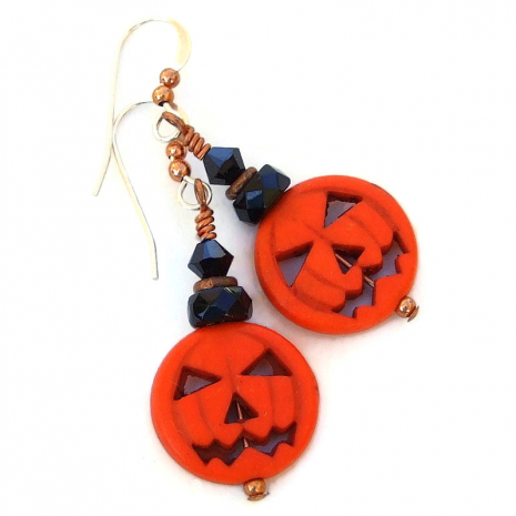 jack o lantern pumpkin halloween jewelry gift for her