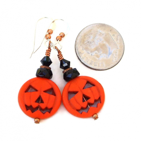 orange and black pumpkin halloween jewelry gift for women