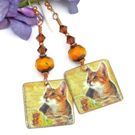 orange cat kitty handmade jewelry cat lover gift