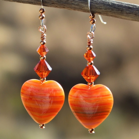 orange hearts valentines day jewelry gift for her