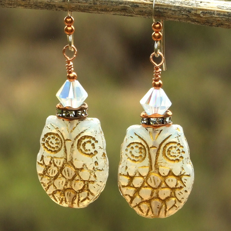 owl earrings handmade gift for women