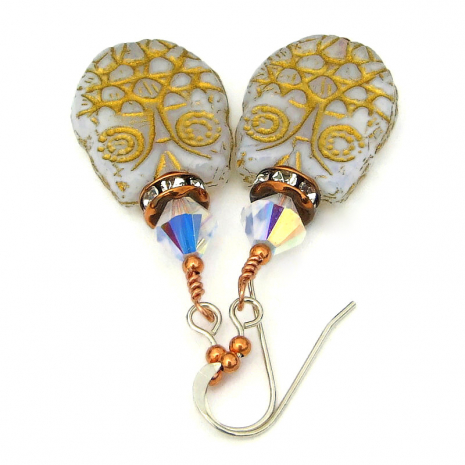owl jewelry opalized white gold crystals