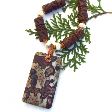 paintbrush jasper gemstone pendant necklace