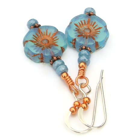 pansy flower jewelry sky blue