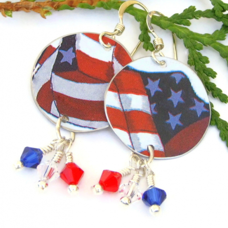 patriotic stars stripes american flag earrings 4th of July