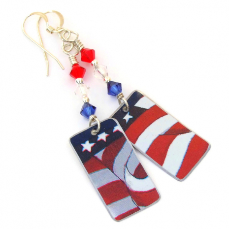 patriotic US flag earrings handmade gift for women