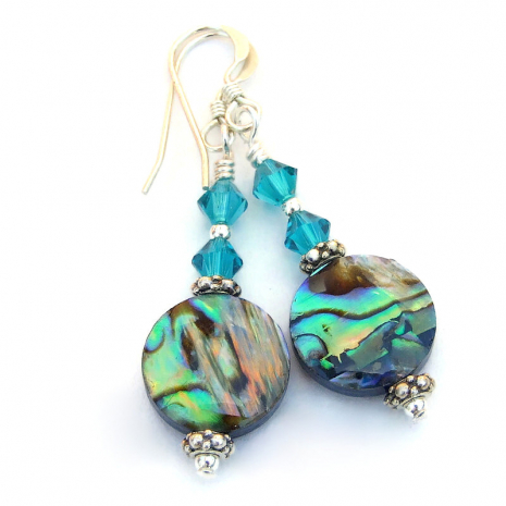 paua shell earrings handmade gift for women