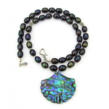 paua shell pendant jewelry gift for women
