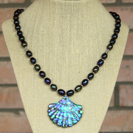 paua shell pendant necklace gift for women