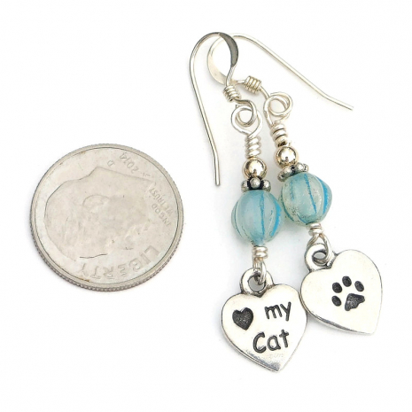 paw prints love my cat hearts jewelry handmade gift for her