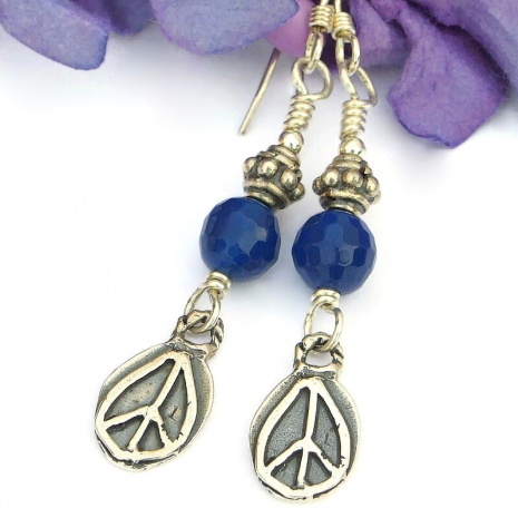paz peace sign earrings handmade gift for her