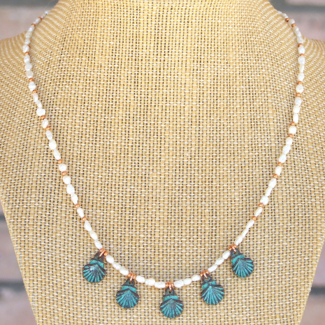 pearl necklace seashells handmade gift for women