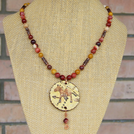 petroglyph horse pendant necklace gift for women