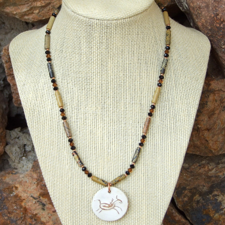 petroglyph horse pendant necklace jewelry gift for her