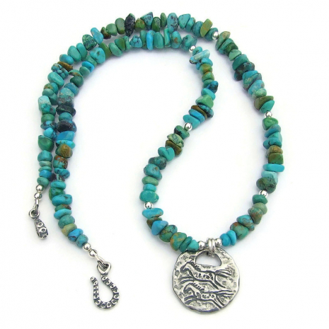 petroglyph running horses pendant necklace handmade spiral sun gift for her
