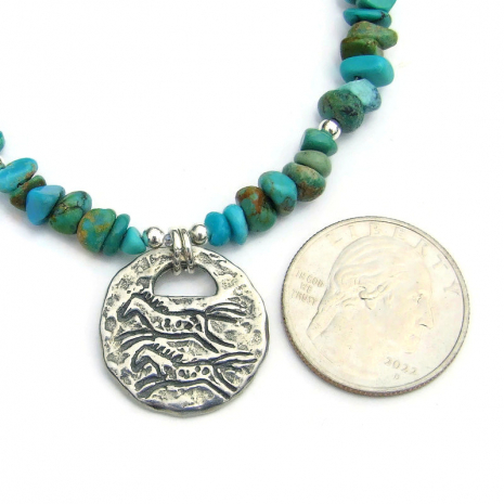 petroglyph running horses spiral sun handmade jewelry turquoise