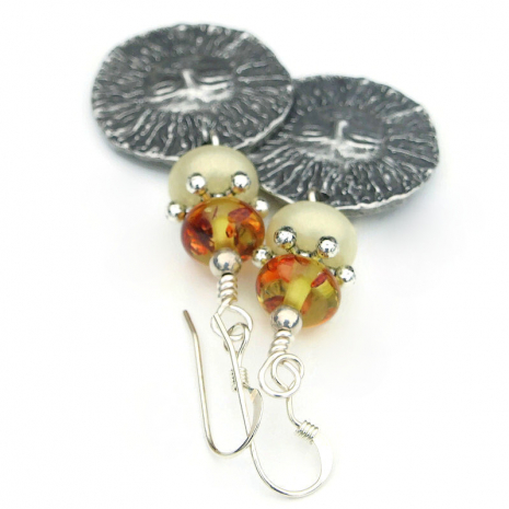 pewter sun face jewelry handmade yellow lampwork amber