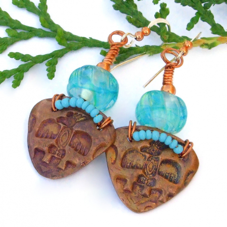 phoenix thunderbird  jewelry aqua lampwork beads