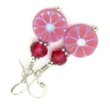 pink daisy flowers handmade jewelry gift for her