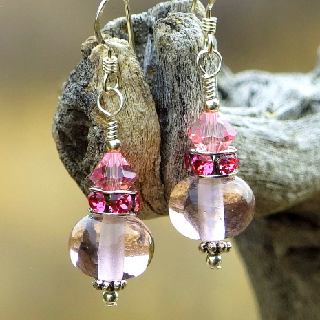 pink lampwork jewelry gift for women