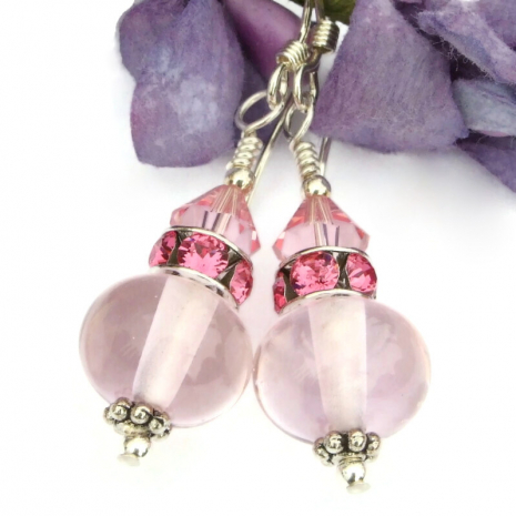 pink lampwork swarovski crystals jewelry