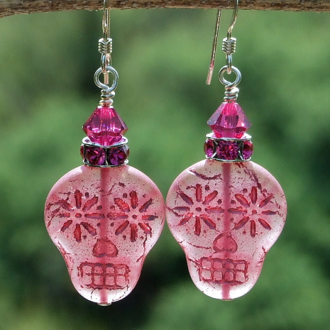 pink sugar skulls earrings gift for women
