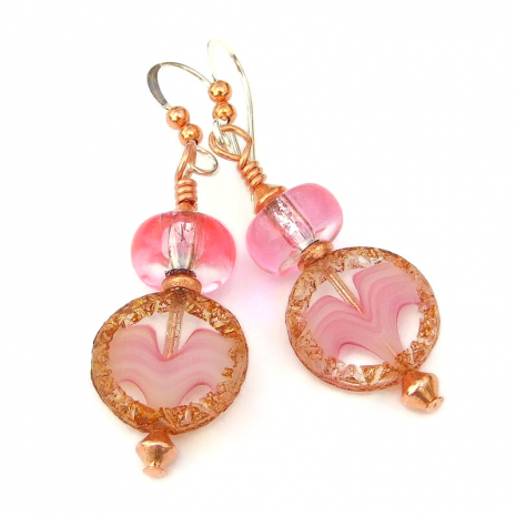 pink wave earrings gift for women