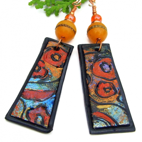poppy symbolist klimt inspired jewelry boho flower garden polymer clay
