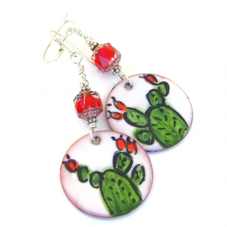 prickly pear cactus handmade earrings gift for her
