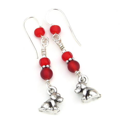 puppy dog charm earrings handmade gift for women