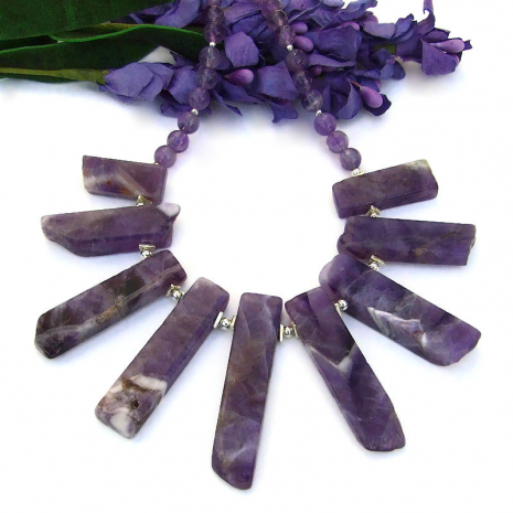 purple amethyst necklace sterling silver