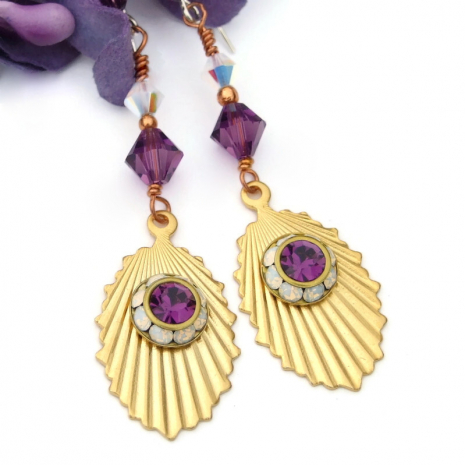 purple amethyst white opal crystal handmade jewelry vintage